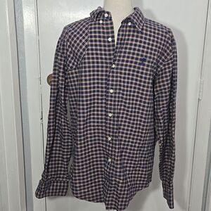 Ball And Buck The Hunters Shirt Plaid Button Up 100% Cotton Size Large Blue Red